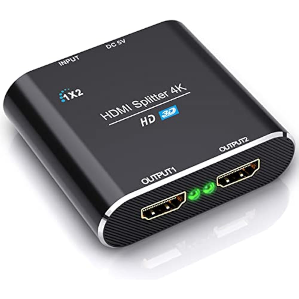 Wise HDMI Splitter, HDMI Splitter, 1 Input, 2 Outputs, Simultaneous Output, HDCP2.2, 4K/3D/1080P ...