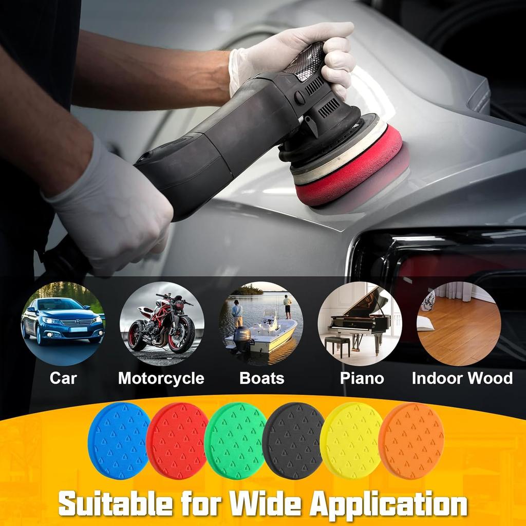 6 Pcs Buffing Polishing Pads, 5.5 Inch Buffing Pads For 5 Inch 125Mm Backing Plate Compound Buffing Sponge Pads Cutting Polishing Pad Kit For Car