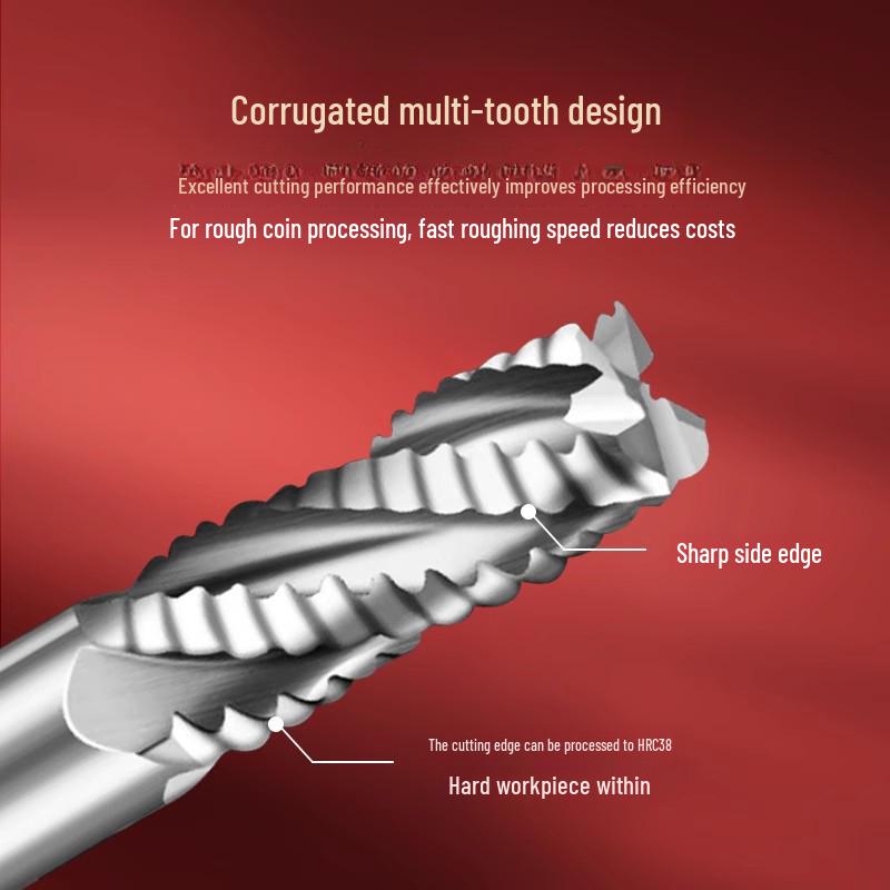 Tiangong High-Cobalt 4-Blade Corn Wave Roughing End Mill for Stainless Steel