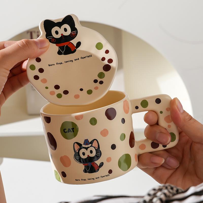 Wind Ceramic Cup With High Value, Creative And Cute Household Couple Water Cup Gift Box, Accompanying Gift