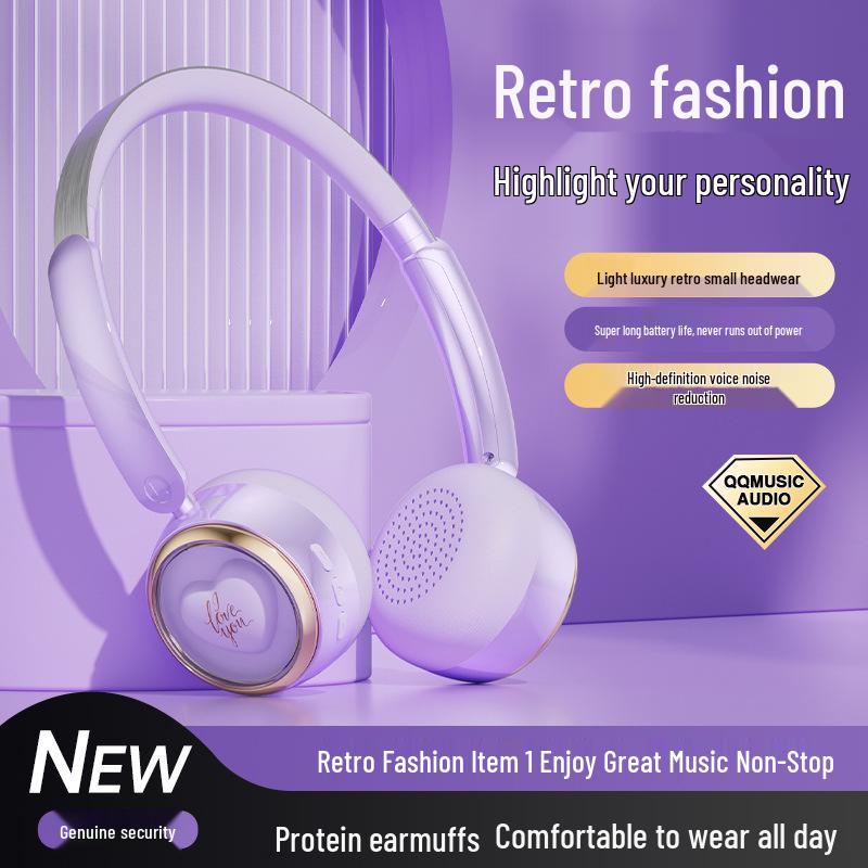 

Retro Style Macaron Cream Bluetooth Earbuds – Cute Metal Dual Earphones for Students фіолетовий