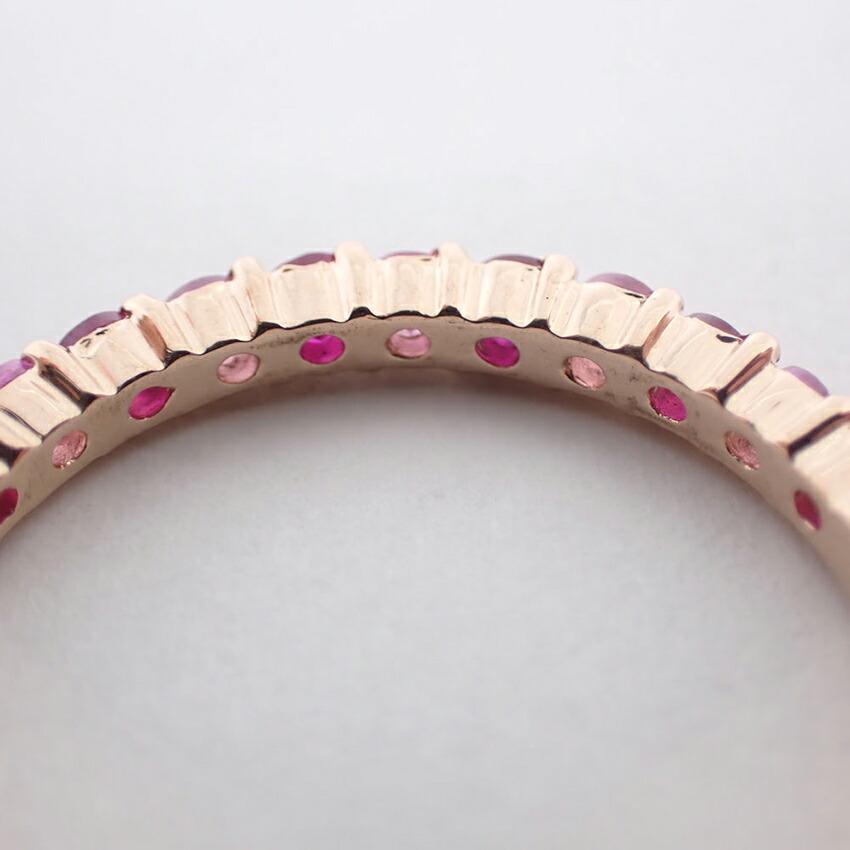 [Pre-owned] K18PG/Ruby/Pink Sapphire/Half Eternity Ring/Size 18/j53-1