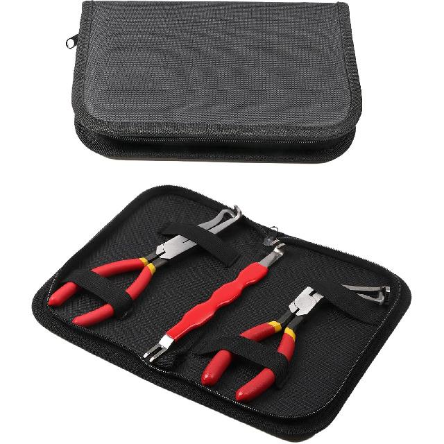 3 PCS Automotive Electrical Connector Disconnector Pliers,Carbon Steel Non-Slip Handle,60 High-Bend Rake Pliers,Wire Stripper Tool,Electrical