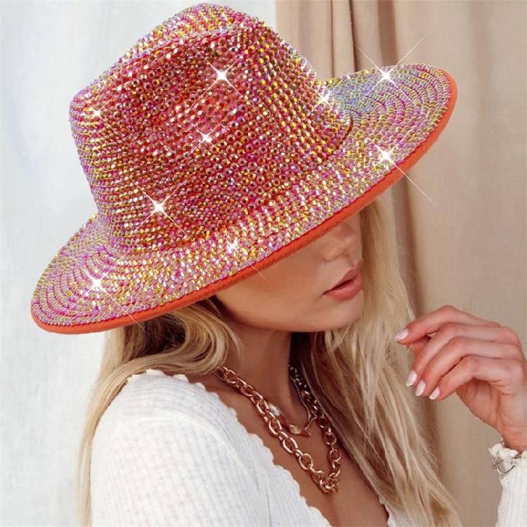 Sparkle Womens Cowboy Hat Western Cowgirl Hats Rhinestones Party Prop Disco Hats
