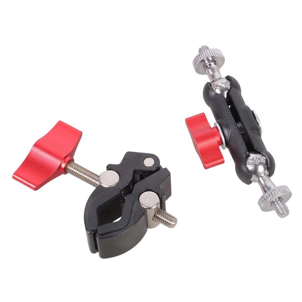 Adjustable 1/4inch Threaded Ball Mounting Arm Heavy Duty Iron Clamp Rotatable Metal Clamp for Mobile Phone Monitor Video