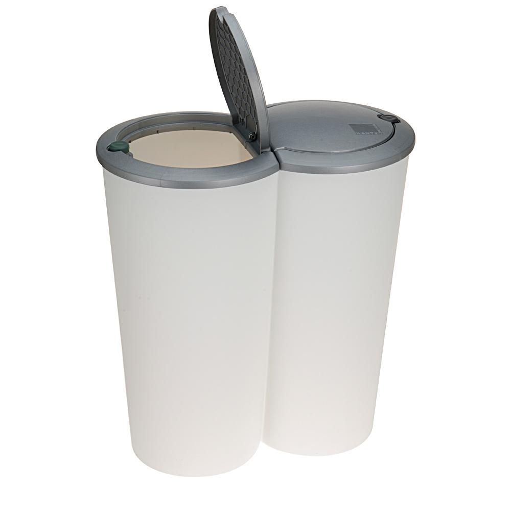 Prullenbak Duobin - 2x 25 L - wit -zilver