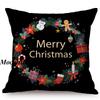 Happy Christmas Decoration Cushion Cover Cotton Linen Geometric Sofa Decorative Christmas Throw Pillow Case Cojines