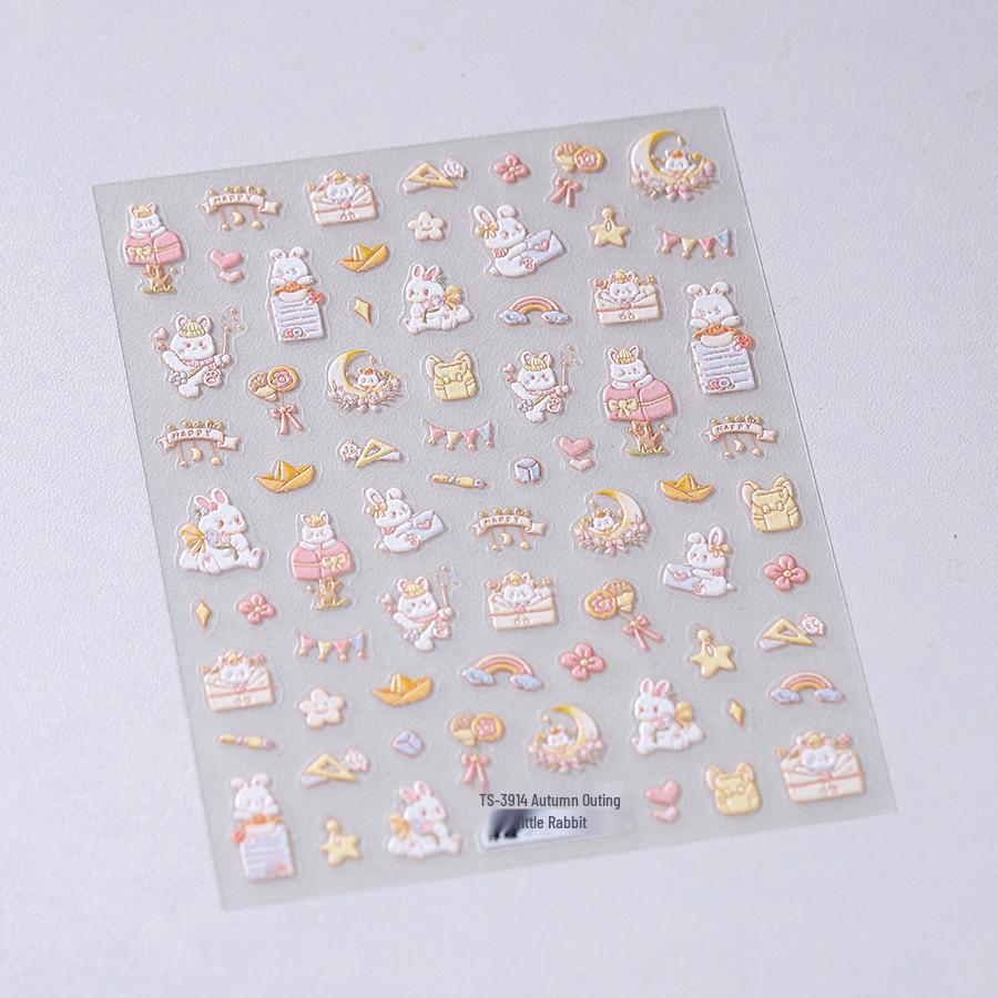 

ТЕНЗОР Мультяшные Тисненые 3D Наклейки для Ногтей - Осенняя Прогулка Маленький Кролик (TS-3914)