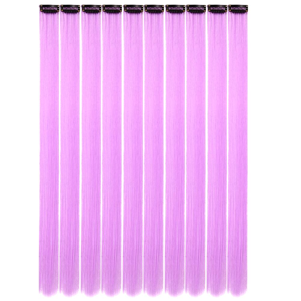 10PCS/Pack Colored Party Highlights Clip in Hair Extensions for Girls 18 Inches Omber colors Straight Synthetic Hairpieces 2028