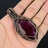 Ruby Pendant, Handmade Gemstone Pendant, 999 Copper Wire Wrapped Pendant Antique Jewelry, For Engagement Gift