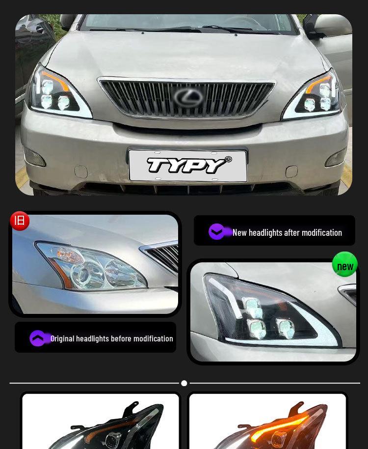 LED Lens Kit with Daytime Running Lights & Dynamic Turn Signals for 2004-2008 Lexus RX Retrofit