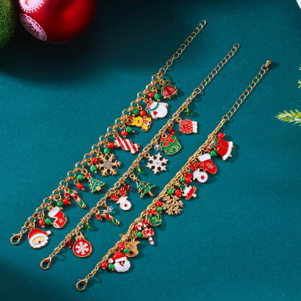 Fashion Christmas Tree Snowflake Santa Claus Beaded Bracelet for Women Men Festival Party Jewelry Bangle Lovely Charming Gift