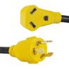 3 Prong RV Generator Adapter Cord,NEMA L5-30P to TT-30R,30 Amp 125V Generator to RV Adapter with 1FT,Heavy Duty SJTW 10/3 Cord, Yellow