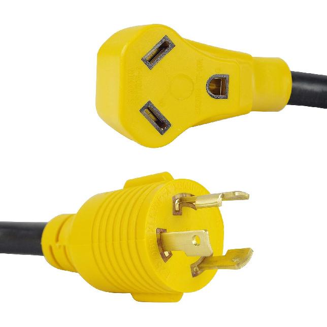 3 Prong RV Generator Adapter Cord,NEMA L5-30P to TT-30R,30 Amp 125V Generator to RV Adapter with 1FT,Heavy Duty SJTW 10/3 Cord, Yellow