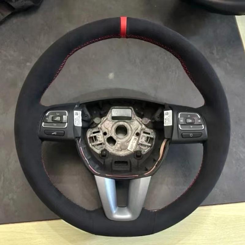 Hand-stitch Black Leather Suede Car Steering Wheel Cover Interior for SEAT Leon Alhambra Toledo Altea 2009-2012 Car Accessories
