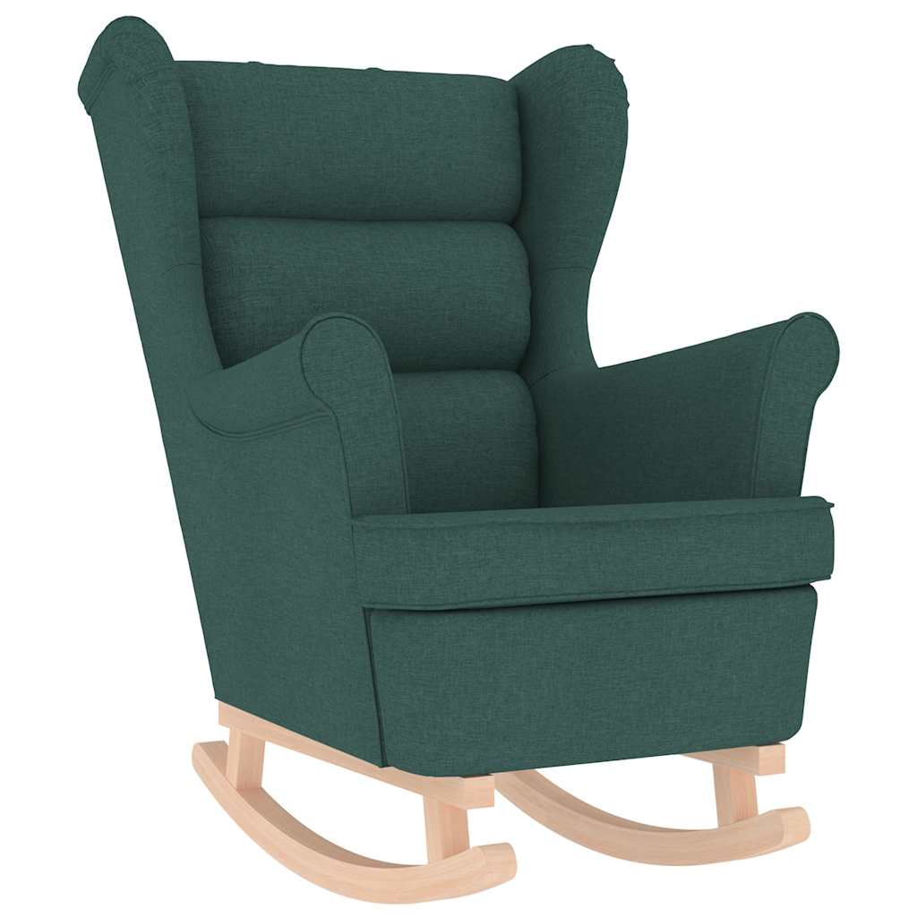 Rocking Chair with Footstool Dark Green Fabric