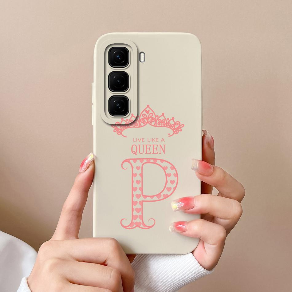 For Infinix Hot 50 Pro Plus Case Couple A-Z Letter Upgrade Camera Protection Soft Liquid Silicone Back Cover For Hot50 4G 5G