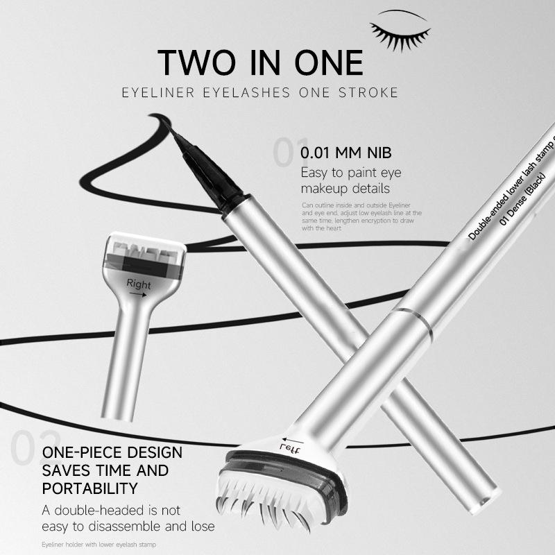 Waterproof Lower Eyelash Stamp Set Easy To Use Quick Dry Eye Liner Portable 0.01Mm Tip Lower Lash Stamp With Ink