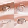 Lucktune Simple Sea Wave Rings for Women Stainless Steel Trendy Geometric Ocean Surf Finger Rings Jewelry Wedding Mother's Gifts