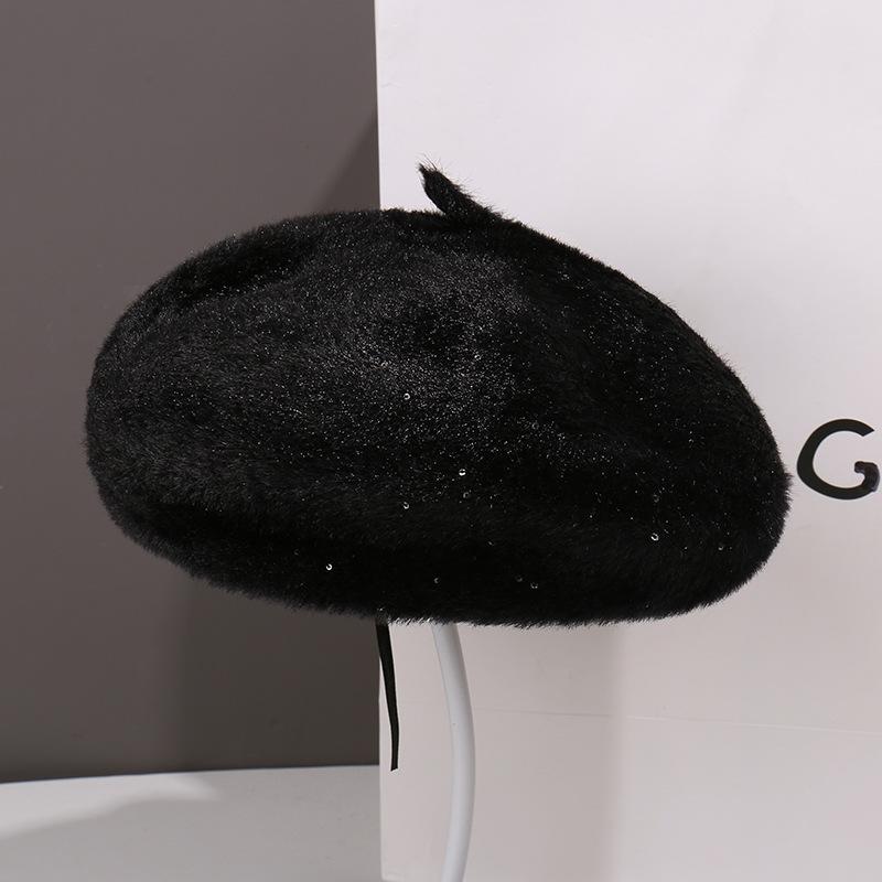 Letter embroidery beret children's fashion face small versatile autumn and winter warm painter hat newsboy hat
