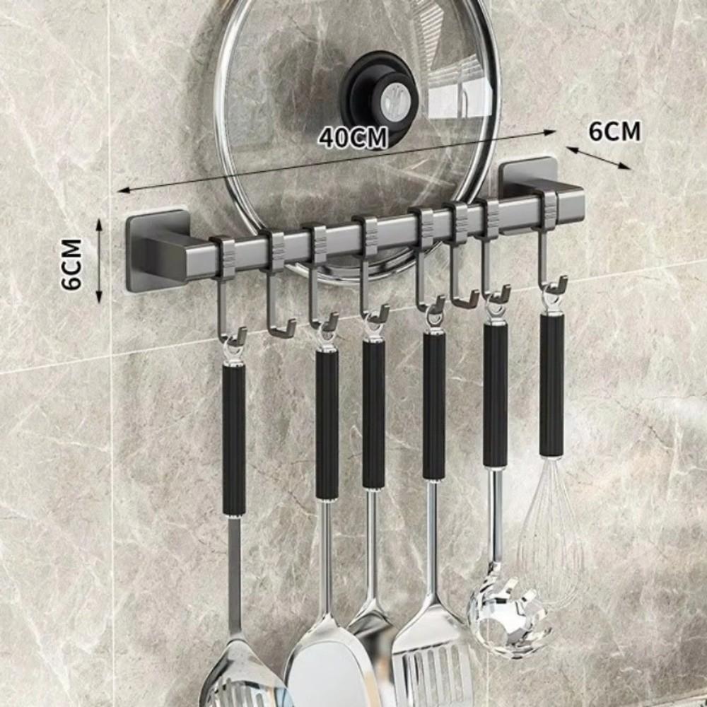 Adjustable Kitchen Hook Wall Mounted Hanging Rod New Storage Rack  Kitchen Utensils