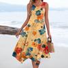 Damen Casual Fashion Rundhals ärmelloses Midikleid mit unregelmäßigem Saum und Blumendruck
