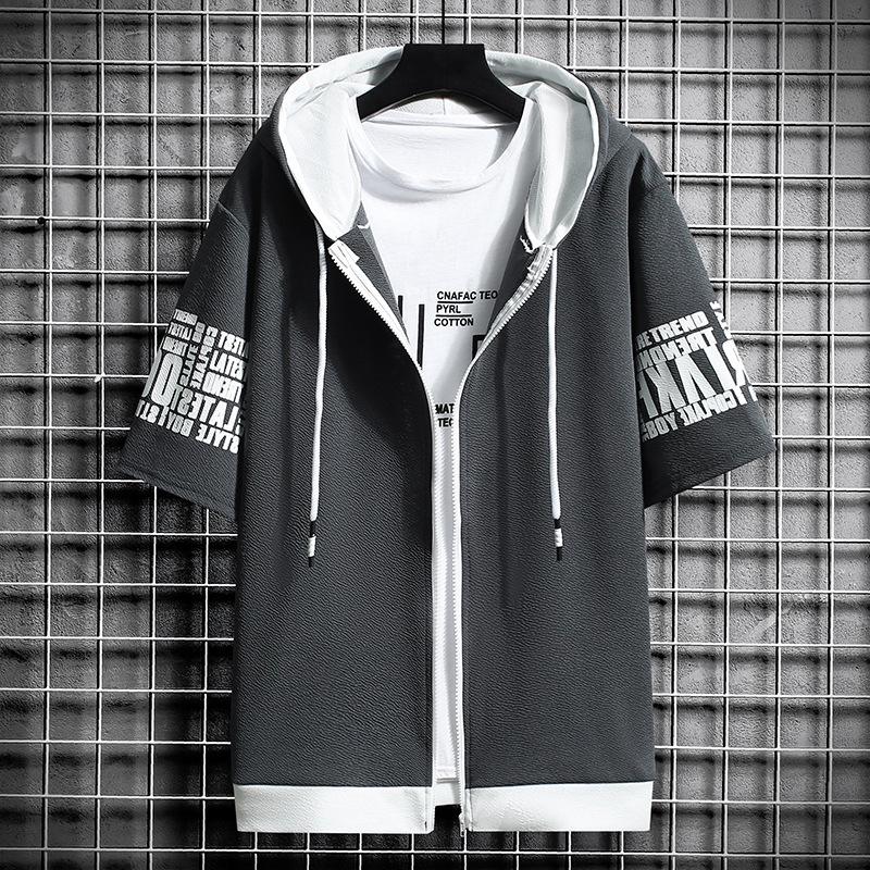 Pánská slim fit mikina na zip s kapucí - Korejský styl jarní/letní ležérní nošení