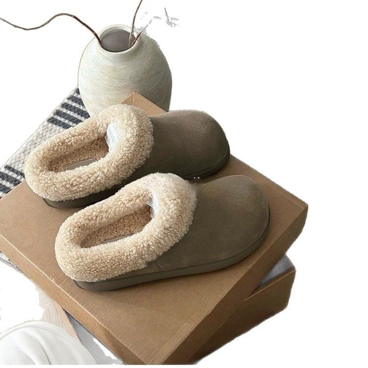 Buty Mao Mao damskie ciepłe wełniane bawełniane kapcie damskie buty worek głowa mały ziemniak leniwe jeden pedał 2025 kapcie na grubej podeszwie