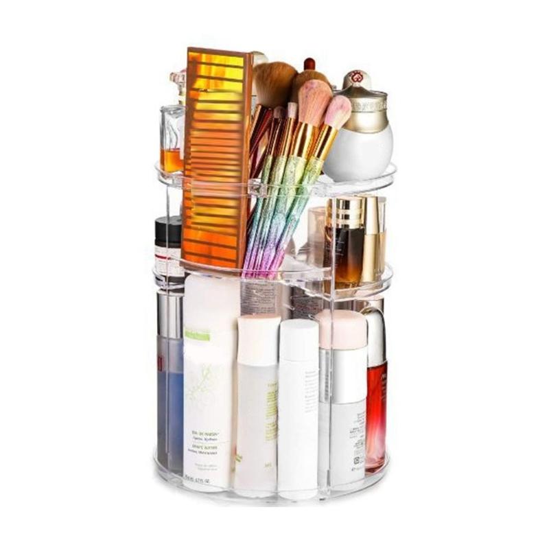 360 Degree Rotating Cosmetic Storage Organizer Skincare Stand Multilayered Acrylic Rack for Makeup and Beauty Tools