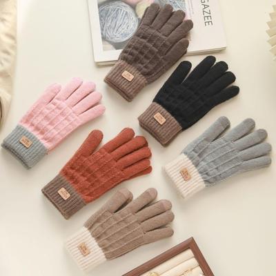 Samtgefütterte koreanische Touchscreen-Winter-Fahrradhandschuhe - warme Unisex-Wolle