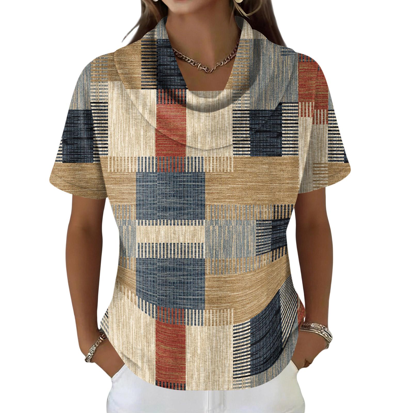 Женский повседневный и модный свитер с принтом, с короткими рукавами и круглым вырезом XL хаки