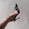 Fashion New Fashion Glitter Rhinestones Women Pumps Crystal Bowknot Silk Pointed Toe Buckle Strap Thin High Heels Party Prom Shoes