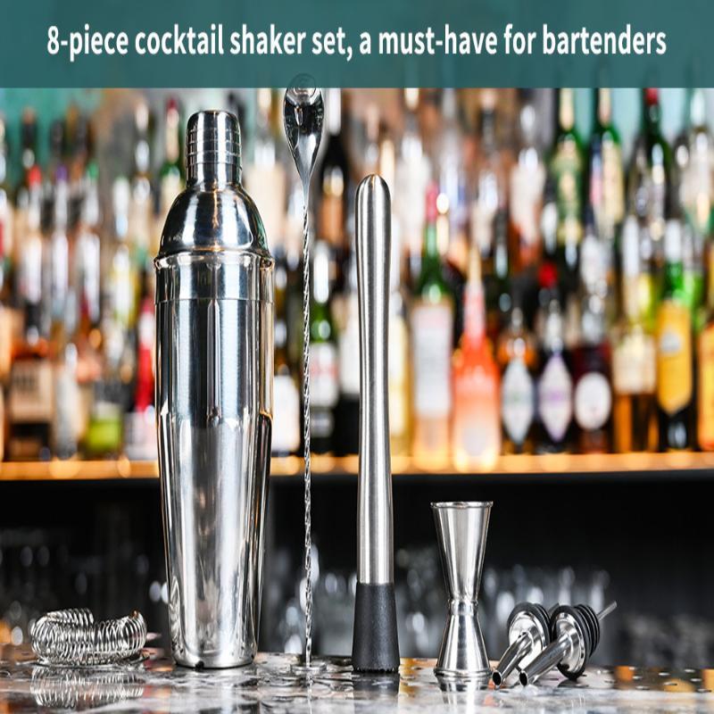 3/8 Pezzi Shaker Professionale Acciaio Inossidabile Bartender Bicchiere da Vino Miscelatore per Cocktail Shaker per Cocktail Set da Bar