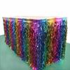 Rainbow Gradient Foil Fringe Table Skirt Wavy Design Table Decor Ornament  Birthday Party