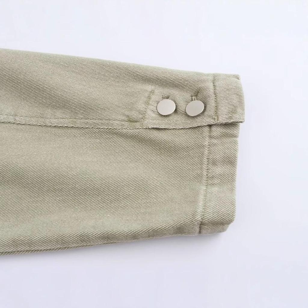 Women's European & American Style French Design Washed Shirt Jacket