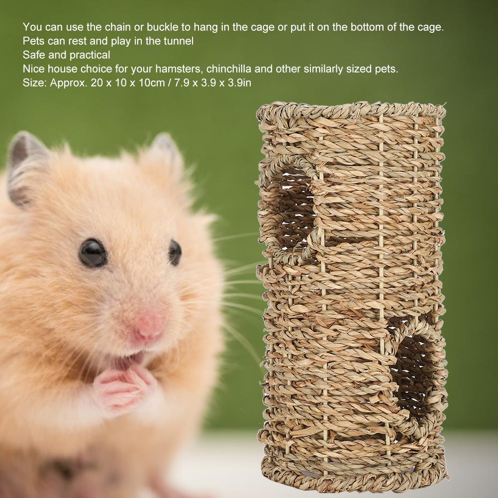 Summer Breathable Hamster Tunnel Grass Squirrels Chinchilla Pet Nest House Accessory
