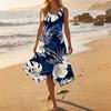 Women Sleeveless Floral Print Casual Dress V Neck Irregular Hem Mid Length Summer Dress Lightweight Comfortable Fabric
