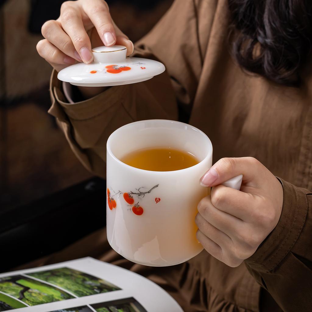 A large set of pure jade ice jade porcelain kung fu tea set will be given to leaders as high-end high-end gifts, and business high-end gifts.