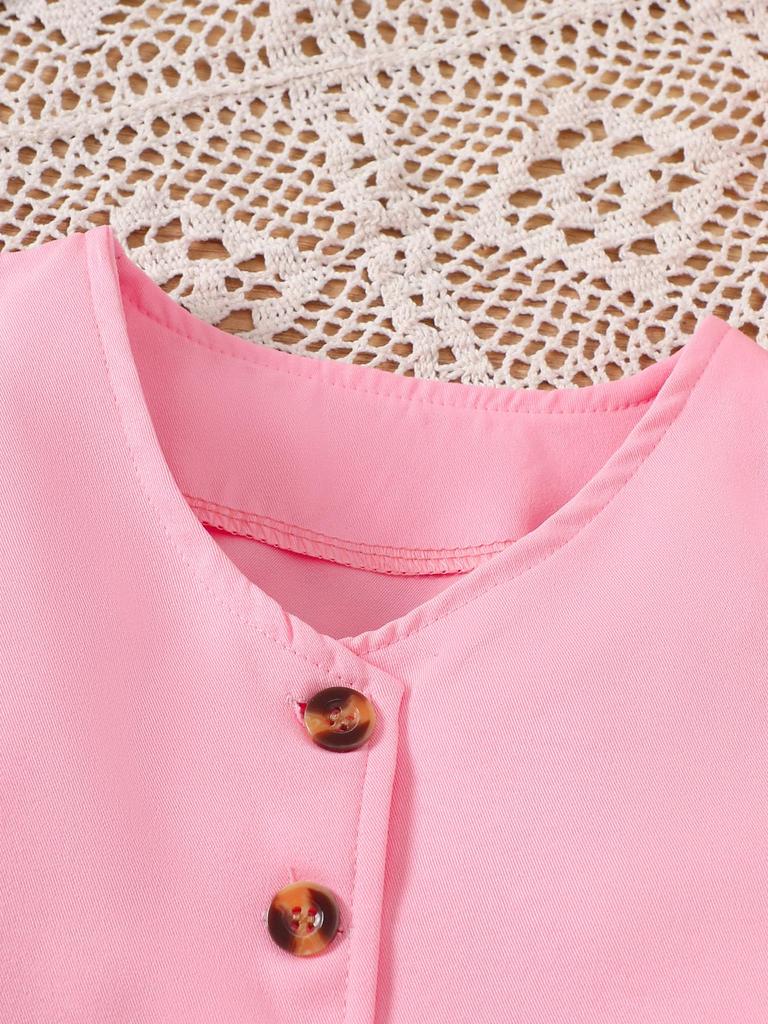 British Style Girls' V-Neck Suit Set: Includes Solid Base Layer & Trousers