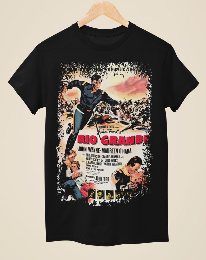 

Rio Grande - Western Movie Poster inspired Unisex Black T-Shirt Unisex T-Shirt L