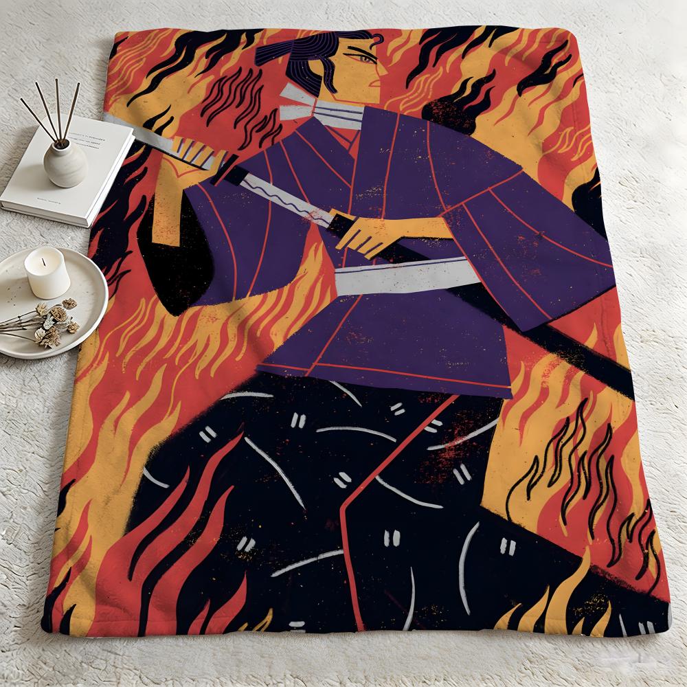 Anime BBlue Eye Samuraii Throw Warm Soft Flannel Blanket Multiuse for Sofa Bed Camping Travel Nap