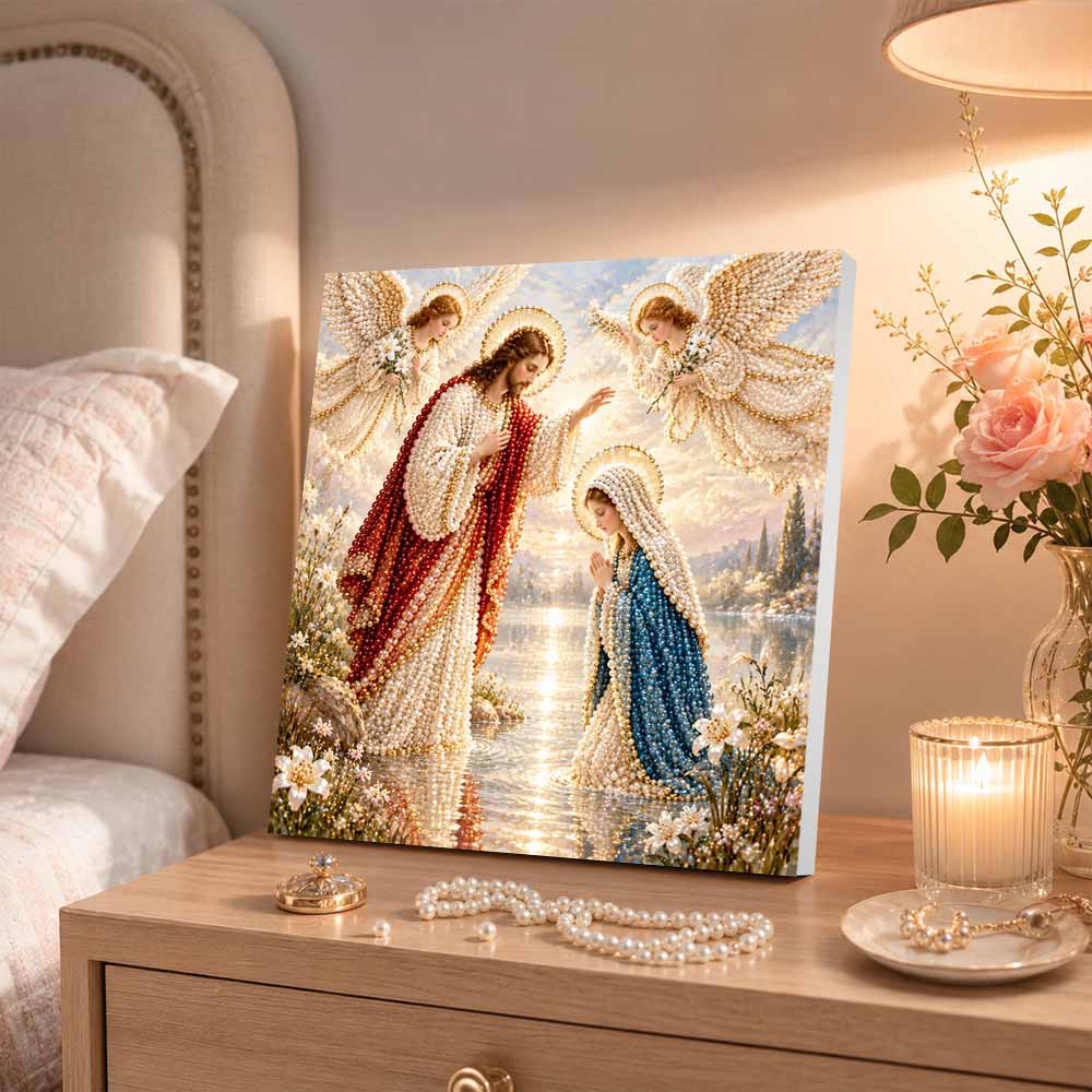 Jesus And Angels Pearl Painting 5D DIY Decorative Painting. Cute Birthday Gift. Handmade Art Painting