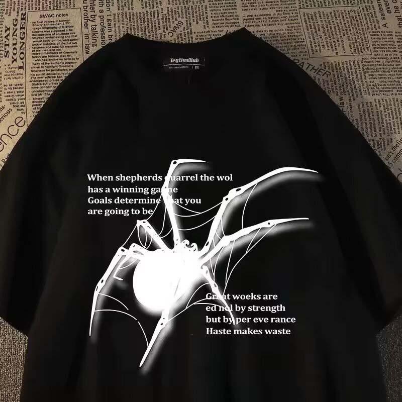 Spider Graphic Acubi Harajuku Egirl Short Sleeve T-Shirts Grunge Aesthetic Tops Alt Clothing Summer Women Short Sleeves T Shirt