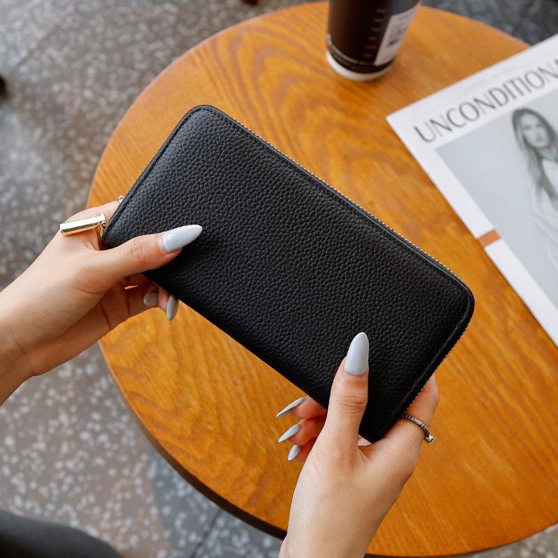 2026 Long Wallet, Women s Genuine Leather Clutch, Women s Mobile Phone Case, Top Layer Cowhide Wallet чёрный