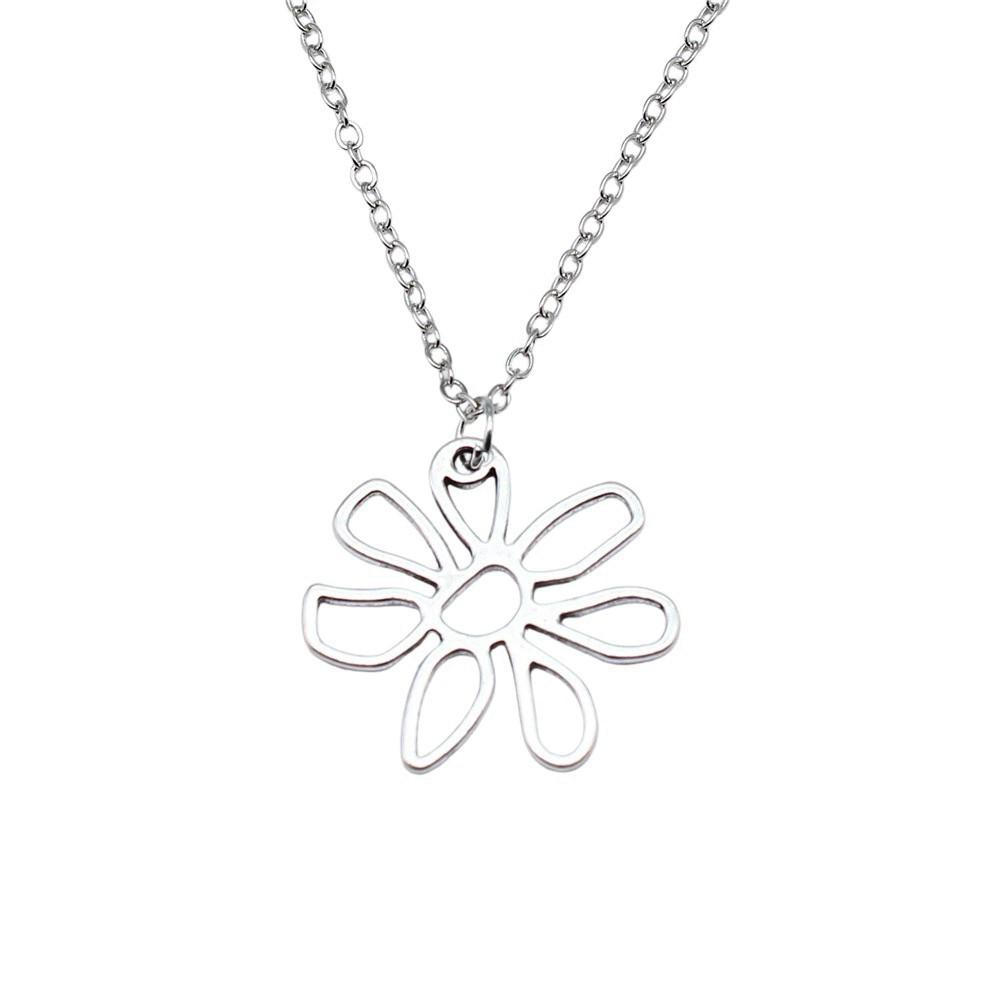 Vintage Rose Flower Charm Necklace Tree Of Life Pendant Antique Jewelry 43cm Chain