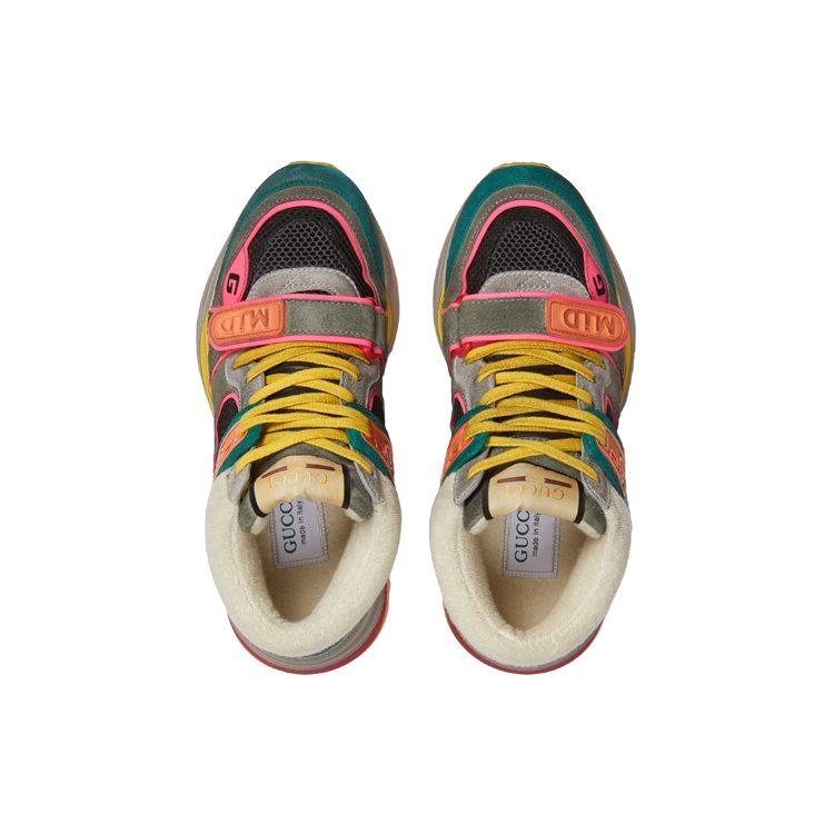Gucci Ultrapace Suede Mid Top Athletic Shoes Casual Shoes Women's Gray Green 598987 0PVZ0 3185