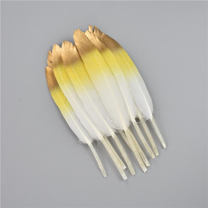 

10-15cm/4-6inch Golden Powder Dipped Duck Feathers for Crafts Natural Feather Handicraft Accessories Diy Decoration 20Pcs