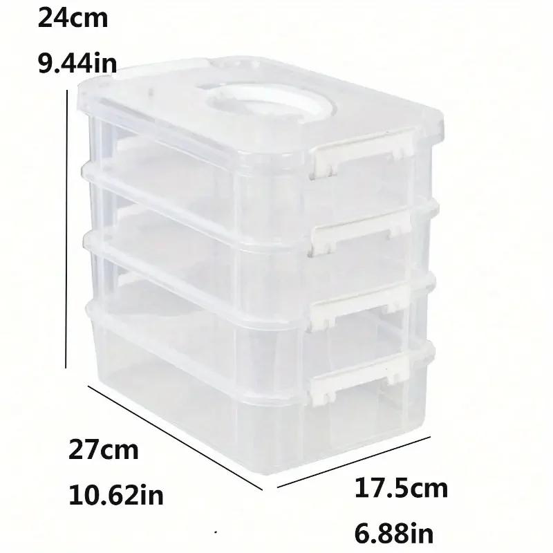 4 Layers Desk Storage Organizer Transparent Stackable Makeup Organizer Box School Office Plastic Jewelry Kids Toys Container Box