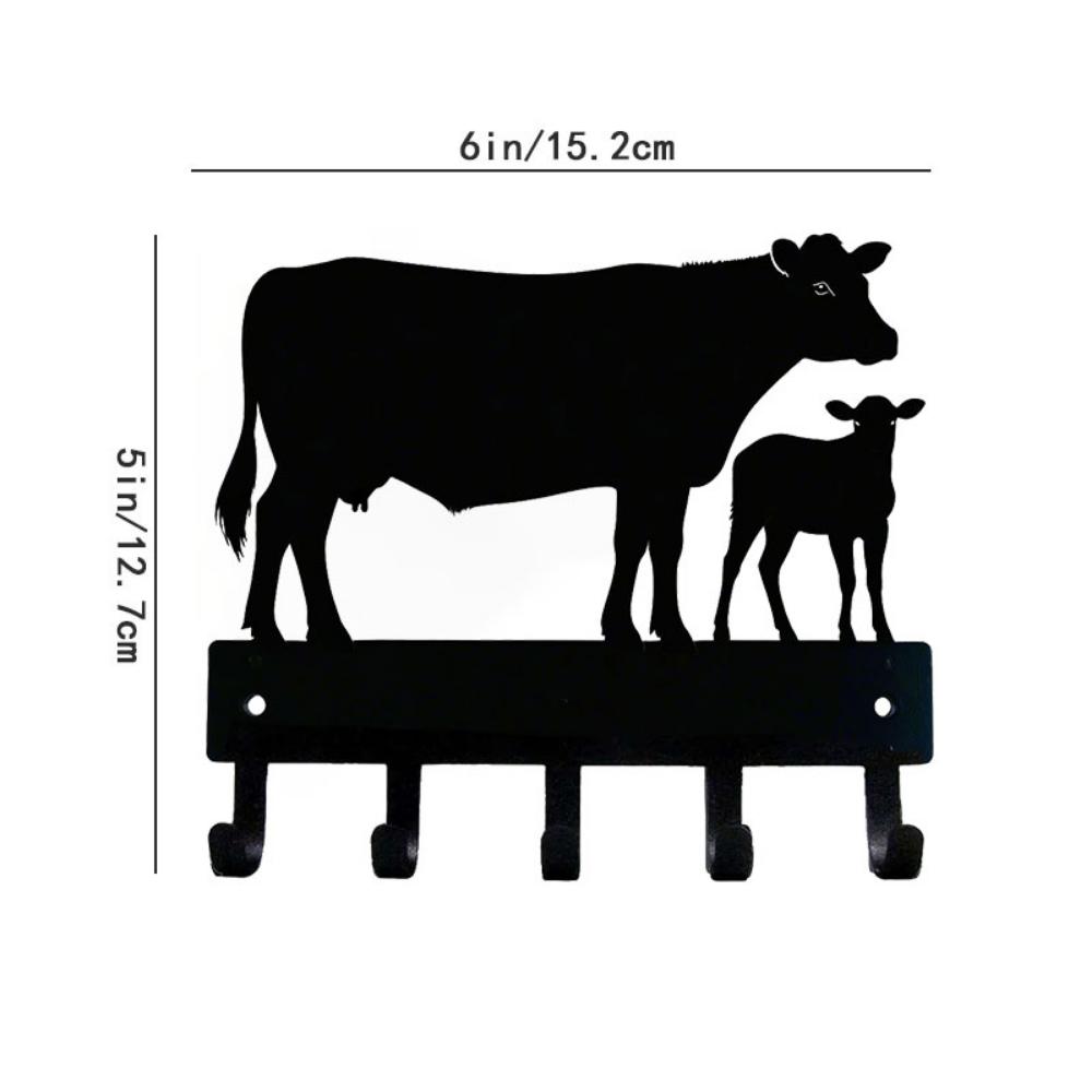 

1 шт. Держатель для ключей на ферме крупного рогатого скота и коровы - маленький, шириной 6 дюймов, металлический настенный крючок для настенного крепления, держатель для ключей, вешалка для одежды чёрный