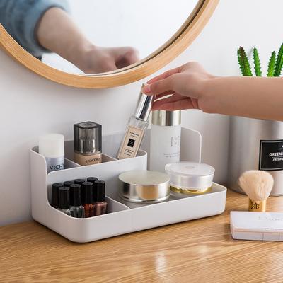 Desktop Vanity Organizer - Plastic Cosmetic Storage Box for Skincare Products, Lipsticks & Makeup Brushes Skincare Shelf